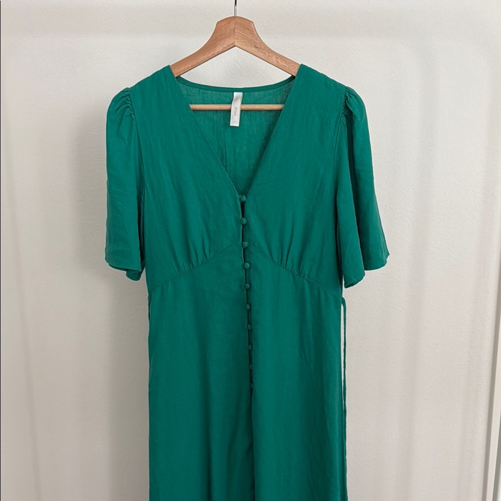 Mango Green Flutter Sleeve Midi Sundress